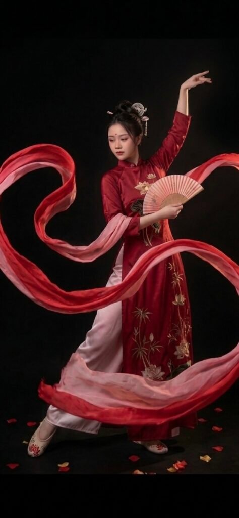 Ảnh bìa trang cô gái múa dân gian Việt Nam hiện đại lớp thầy Biệt Dị